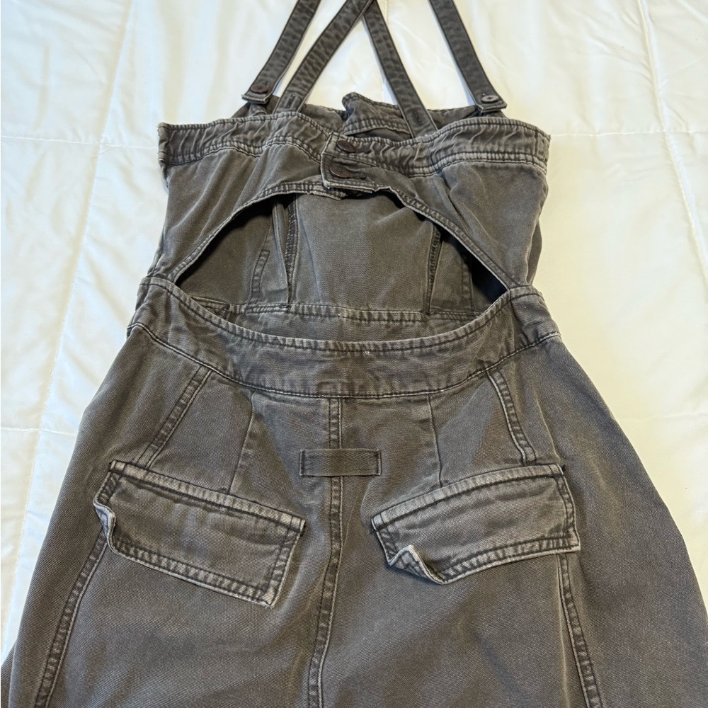 Free People Washed Charcoal Cargo Overalls - Picture 8 of 11